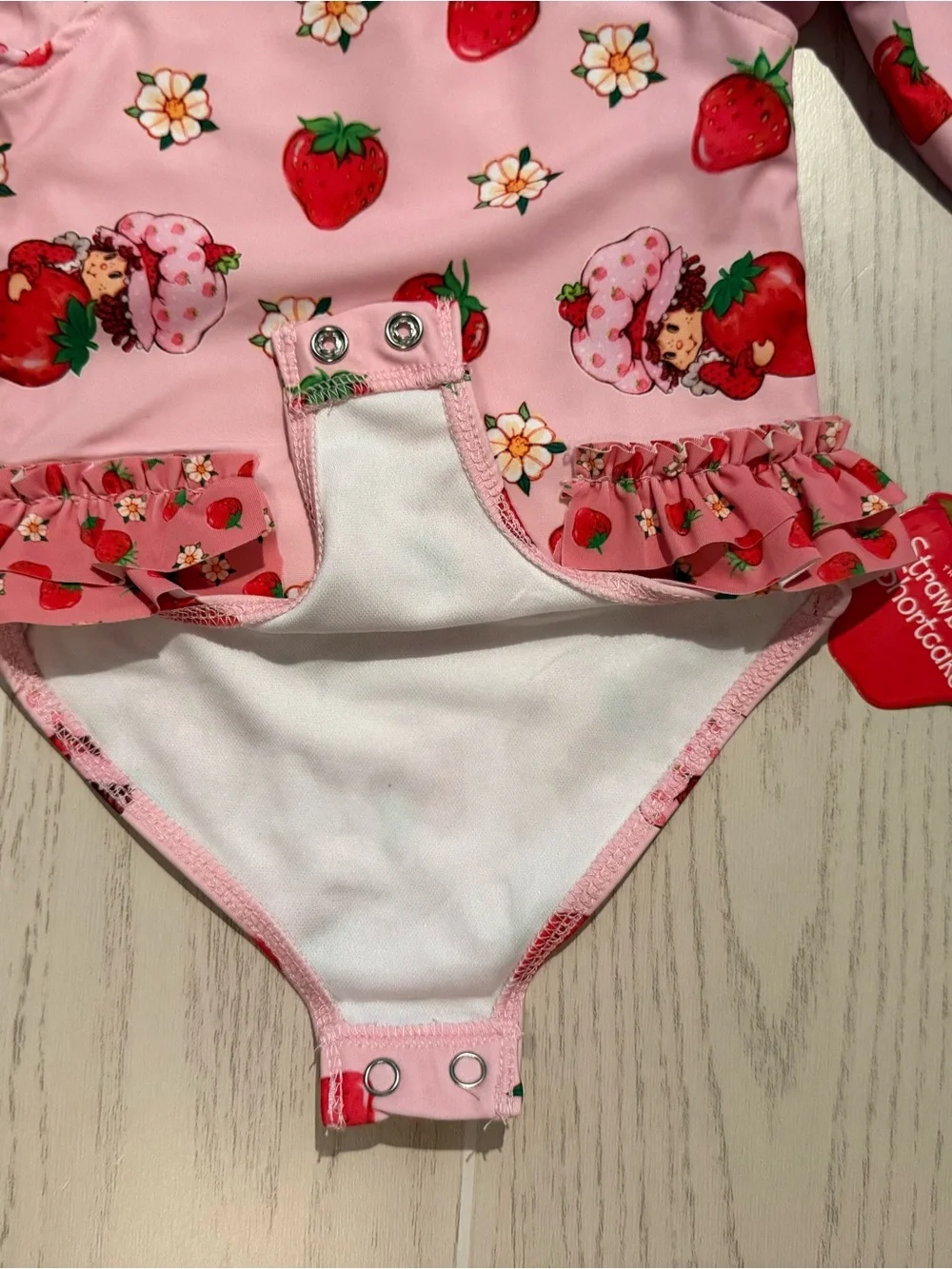Strawberry Shortcake Girls 12M Pink UPF 50 Rash Guard Swimsuit NWT